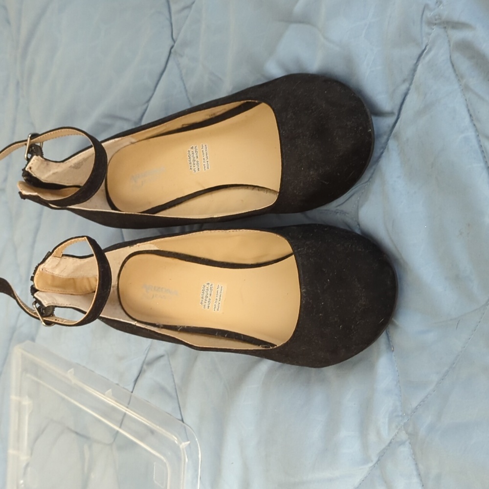 Suede black wedges size 9w never worn